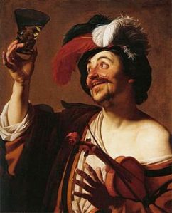 Gerard van Honthorst - The Happy Violinist with a Glass of Wine, 1624